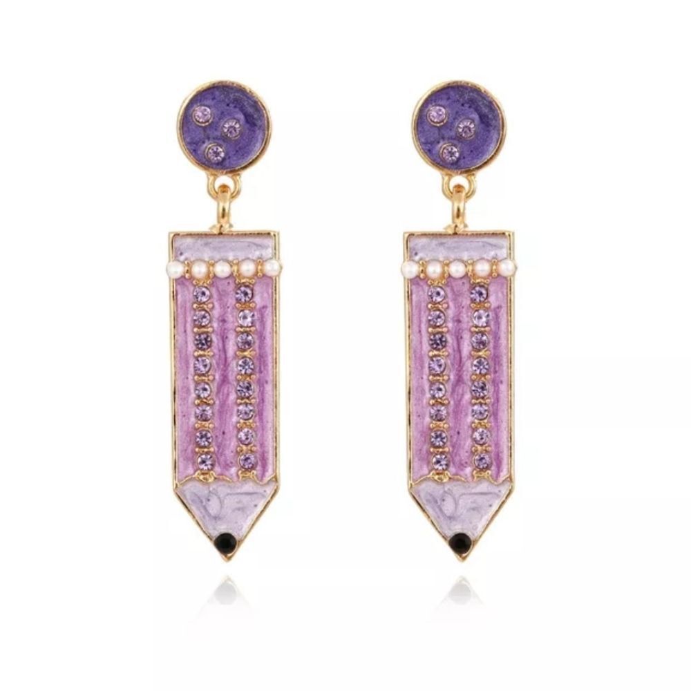 NWOT Pink Rhinestone Pencil Earrings